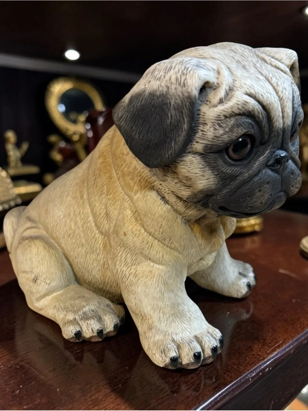 RARE Low #134 Kiyoto Ceramic Pug Figurine - Lifelike Glass Eyes Collectible